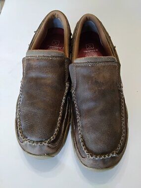 Twisted X Men's Slip-On Driving Moc MDMS002 Brown Bomber Leather Size 11M